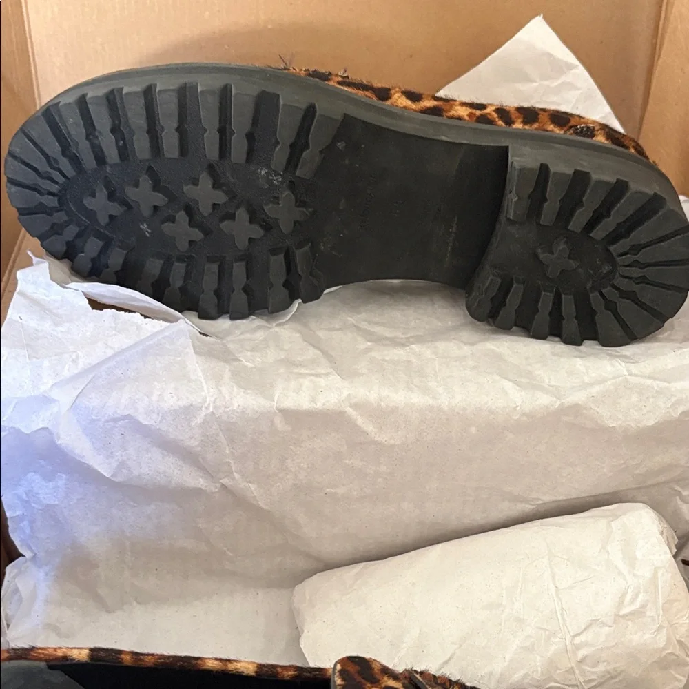 Reformation Leopard Print Penny Loafer Mules - Brown/Black - Picture 3 of 3